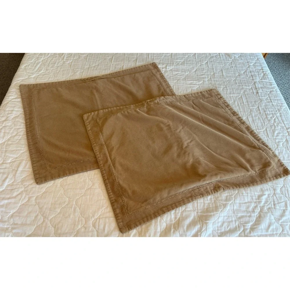 Tommy Hilfiger Pillowcases Shams Cordoroy Tan/Beige Set of‎ 2